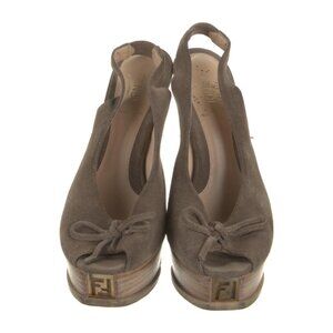 FENDI Suede Slingback Sandals with Bow Accents